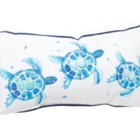 Blue Sea Turtle Decorative Accent Throw Pillows Blue/Cream New/NWT! - Picture 2 of 3